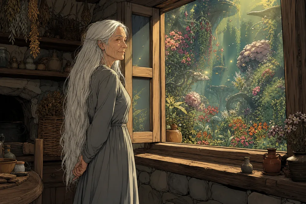 At the window